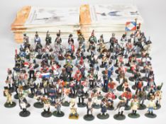 One hundred Del Prado 'Napoleon at War' painted metal soldiers, with accompanying magazines.