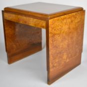 Art Deco style walnut and burr walnut stepped side table, W45 x D38 x H43cm