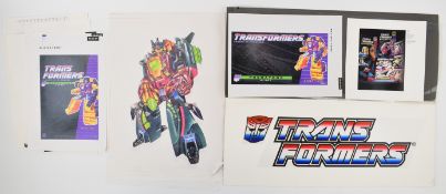 A collection of Hasbro Transformers packaging design items to include main logo artwork and