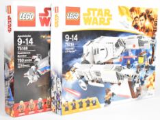 Two Lego Star Wars sets comprising Resistance Bomber 75188 and Imperial AT-Hauler 75219, both in