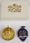 A 9ct gold (Birmingham 1920) Welsh Cardiff Ex Schoolboys League winner's medal 1920-21 with pin