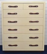 Ralph Lauren 'Modern Hollywood' design chest of two over five drawers with cream front and leather