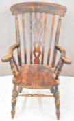 High back Windsor armchair, height 117cm