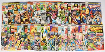 Twenty-eight Bronze Age Marvel comics comprising titles Ms. Marvel, Howard the Duck and The Man