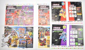 Two Hasbro Transformers original printer's wet proof packaging designs for characters Turbomaster
