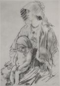 Attributed to Augustus John (1878-1961) lithograph of gypsy woman and child, signed John in the
