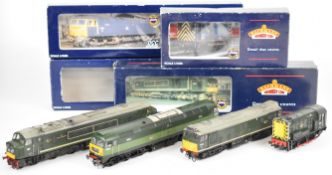 Four Bachmann Branch-Line 00 gauge model railway diesel locomotives comprising 08 Shunter BR