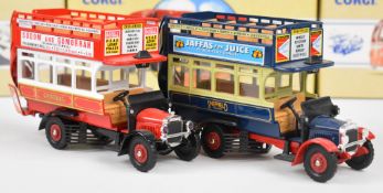 Fourteen Corgi diecast model buses to include Daimler CW Derby Corp 97822, Daimler 1/2 Blue Bus