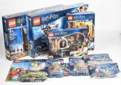Four Lego Harry Potter sets comprising Hogwarts Whomping Willow 75953, The Shrieking Shack &