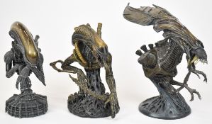 Three Palisades Toys Alien mini resin busts comprising Xenomorph, Warrior and Queen, tallest 22cm,