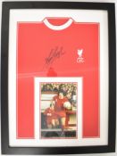 Kevin Keegan Liverpool FC framed montage comprising signed replica shirt and a colour photo