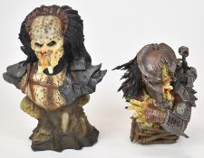 Two Predator limited edition painted resin mini-busts by Palisades Toys and Legends in 3 Dimensions,