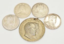 Five Edward VII 1902 Coronation Medals