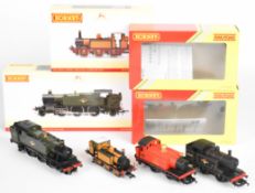 Four Hornby 00 gauge model railway tank locomotives comprising BR 0-4-0 Club Special 42021, R3953,