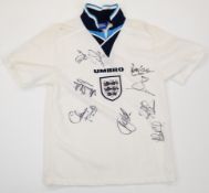 England 1996 signed replica home shirt (Euro ‘96) autographed by nine players including Peter