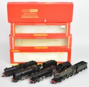 Four Hornby 00 gauge model railway locomotives comprising 4F Fowler 43924 BR, 9F Class 92231 BR,