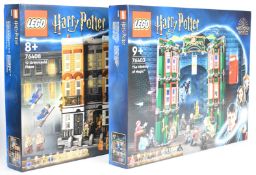 Two Lego Harry Potter sets comprising The Ministry of Magic 76403 and 12 Grimmauld Place 76408, both
