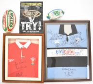 Welsh Rugby Union Cardiff Blues replica signed shirt with approximately twenty autographs, in box