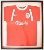 Michael Owen signed replica Liverpool shirt with club badge and Carlsberg sponsorship name across