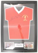 Graeme Souness framed Liverpool montage comprising signed replica shirt front displaying European