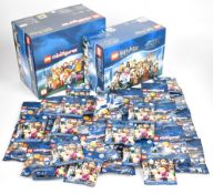 Two boxes of Lego Harry Potter minifigures comprising Series 2 and Fantastic Beasts, each box