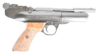 Webley Hurricane .177 target air pistol with shaped and chequered faux wooden Bakelite grips and