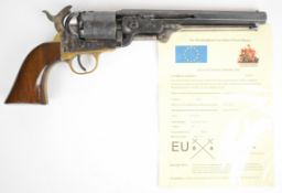 Deactivated Westerner's Arms .36 six shot single action percussion revolver with engraved scenes