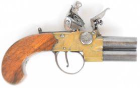 William Hole of Bristol flintlock tap action over and under pocket pistol with named and engraved