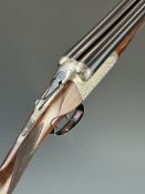 William Powell & Son 12 bore side by side shotgun with gold named and engraved locks, engraved