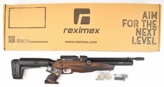Reximex Myth .22 PCP air rifle with textured pistol grip and forend, single and two 14 shot