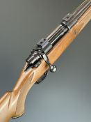 Parker-Hale .243 Winchester bolt-action rifle with chequered semi-pistol grip and forend, raised