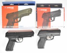 Two Crosman .177 air pistols PSM45 and C11, both with textured composite grips, multi-shot magazines