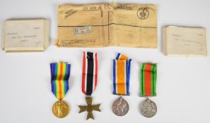 Army Service Corps group of three WW1 medals named to 175174 Pte W.T. Christopher ASC together