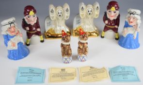 Two Wade Punch, Judy, Toby and RIP Judy sets of four figures, some with certificates and gold bases,