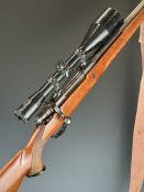 Parker-Hale 7mm Remington Magnum bolt-action rifle with chequered semi-pistol grip, raised cheek