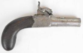 Levy & Co of Bristol percussion hammer action pocket pistol with engraved lock and underside,