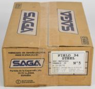 Two hundred and fifty 12 bore Saga Field Steel 34g 5 shot steel shotgun cartridges, sealed in