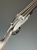 Webley & Scott 12 bore sidelock side by side ejector shotgun with named and engraved locks,