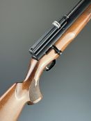 Webley Axsor .22 PCP air rifle with chequered semi-pistol grip and forend, raised cheek piece,