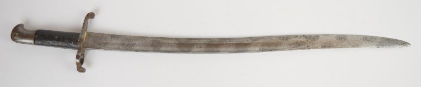 British Whitworth 1863 pattern sword bayonet with leather grips and 57cm fullered yataghan blade.