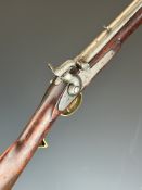 Enfield pattern 3-band percussion hammer action musket with lock stamped with crown over 'VR' cypher