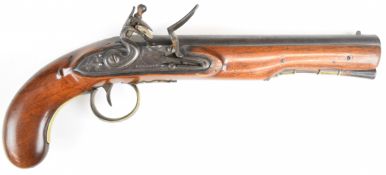 John Bulleid of Bristol flintlock pistol with named and engraved lock, engraved hammer, top strap,