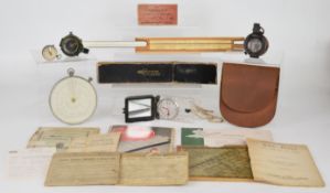 Slide rules including circular Fowler's 'Magnum', two military marching compasses, one 1917 the
