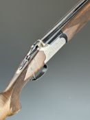 Lanber 12 bore over and under ejector shotgun with engraved locks, underside, trigger guard, top