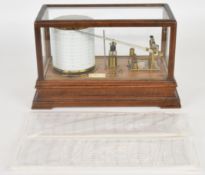Cartwright & Son Preston oak cased barograph with gilt metal movement, the base mounted with an