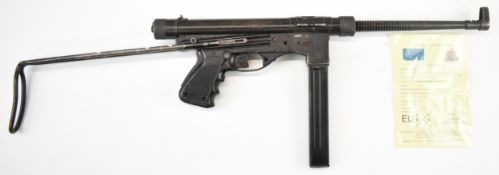 Deactivated Vigneron M2 9mm submachine gun with frame stamped '53 VIG M2 075491', textured composite