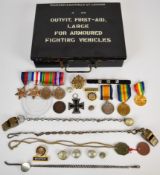 Likely father and son WW1 and WW2 medal groups comprising 1914-18 and Great War medals named to
