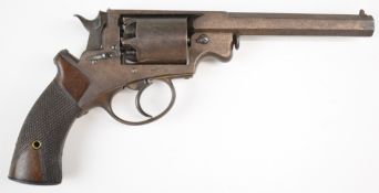 Massachusetts Arms Co Baumont Adams five-shot double-action revolver with chequered grips, frame