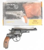 Gletcher NGT F .177 CO2 air pistol / revolver with textured faux wooden grips and fixed sights,