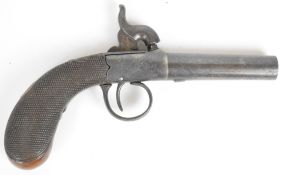 George Gibbs of Bristol percussion hammer action pocket pistol with engraved lock and trigger guard,